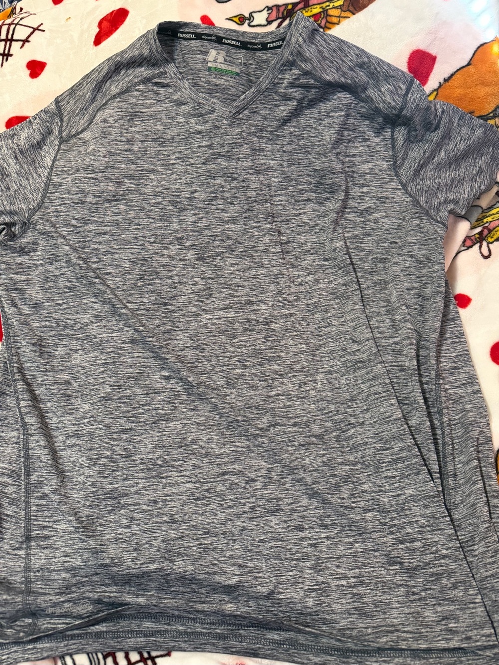 Russell Athletic Heathered Grey V-Neck Short Sleeve Tee